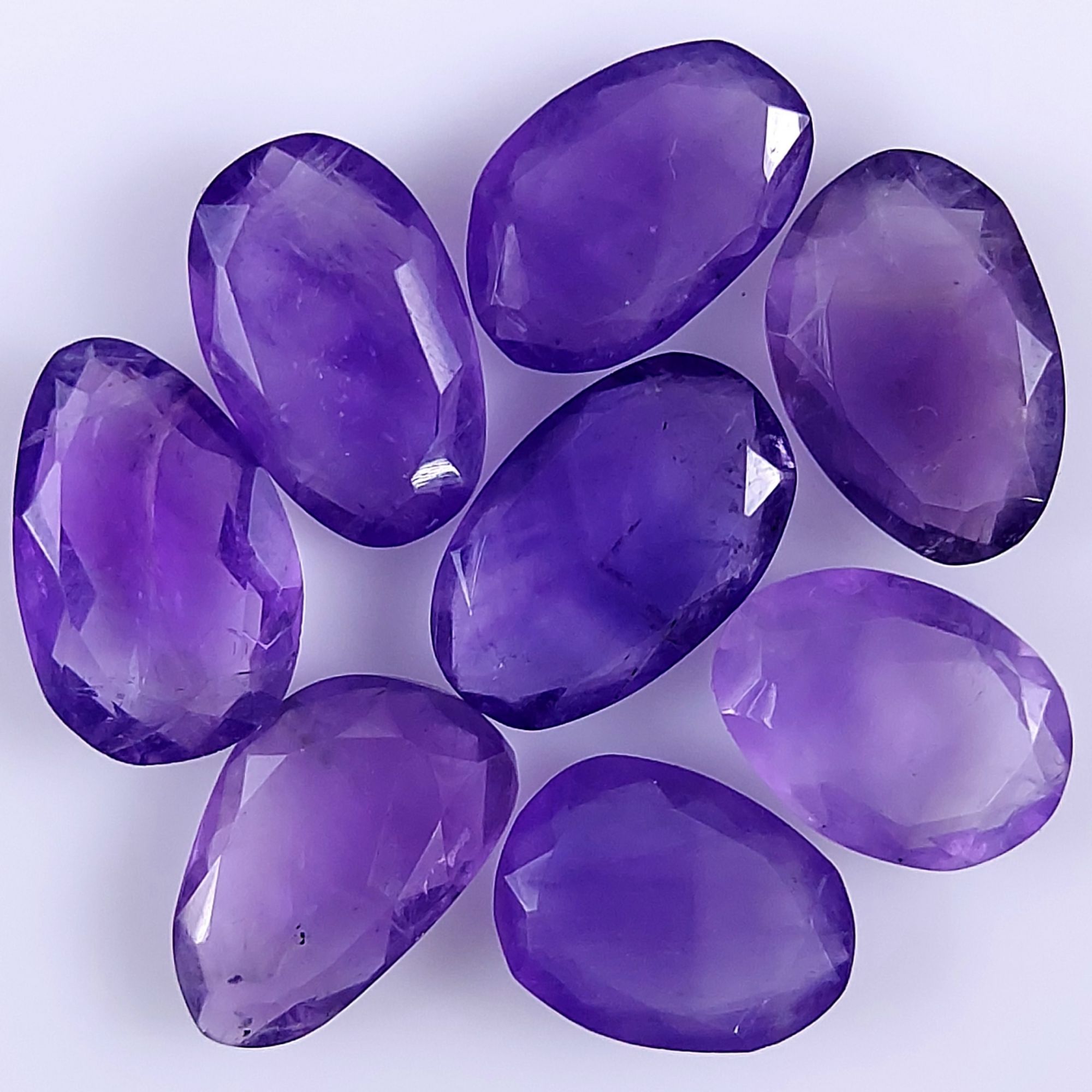 8Pcs 32Cts Natural Purple Amethyst Faceted Cabochon Gemstone Lot Mixed Shapes And Sizes For Jewelry Making  14x8 12x7mmR-7358